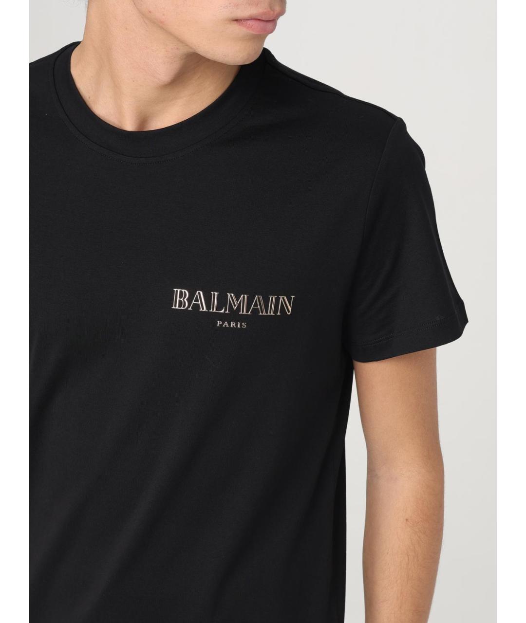 BALMAIN Черная хлопковая футболка, фото 6