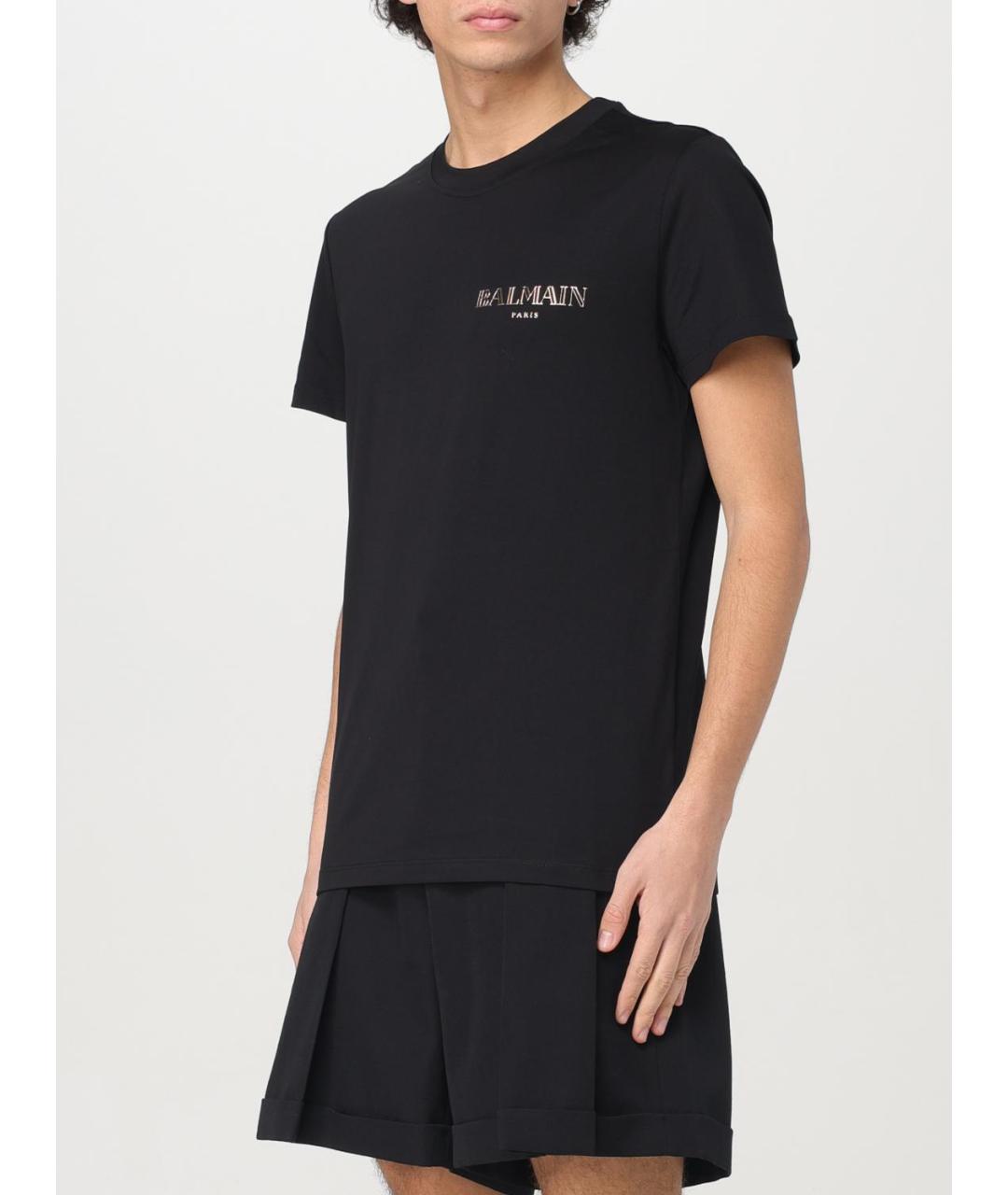 BALMAIN Черная хлопковая футболка, фото 5
