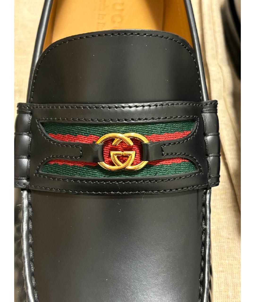 GUCCI Черные кожаные лоферы, фото 4