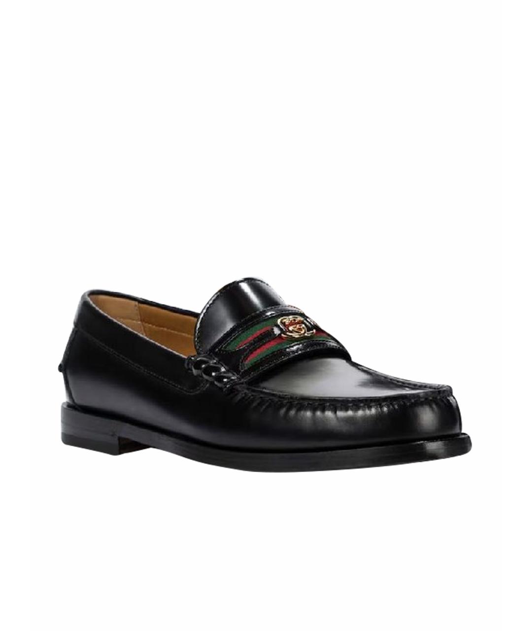 GUCCI Черные кожаные лоферы, фото 1