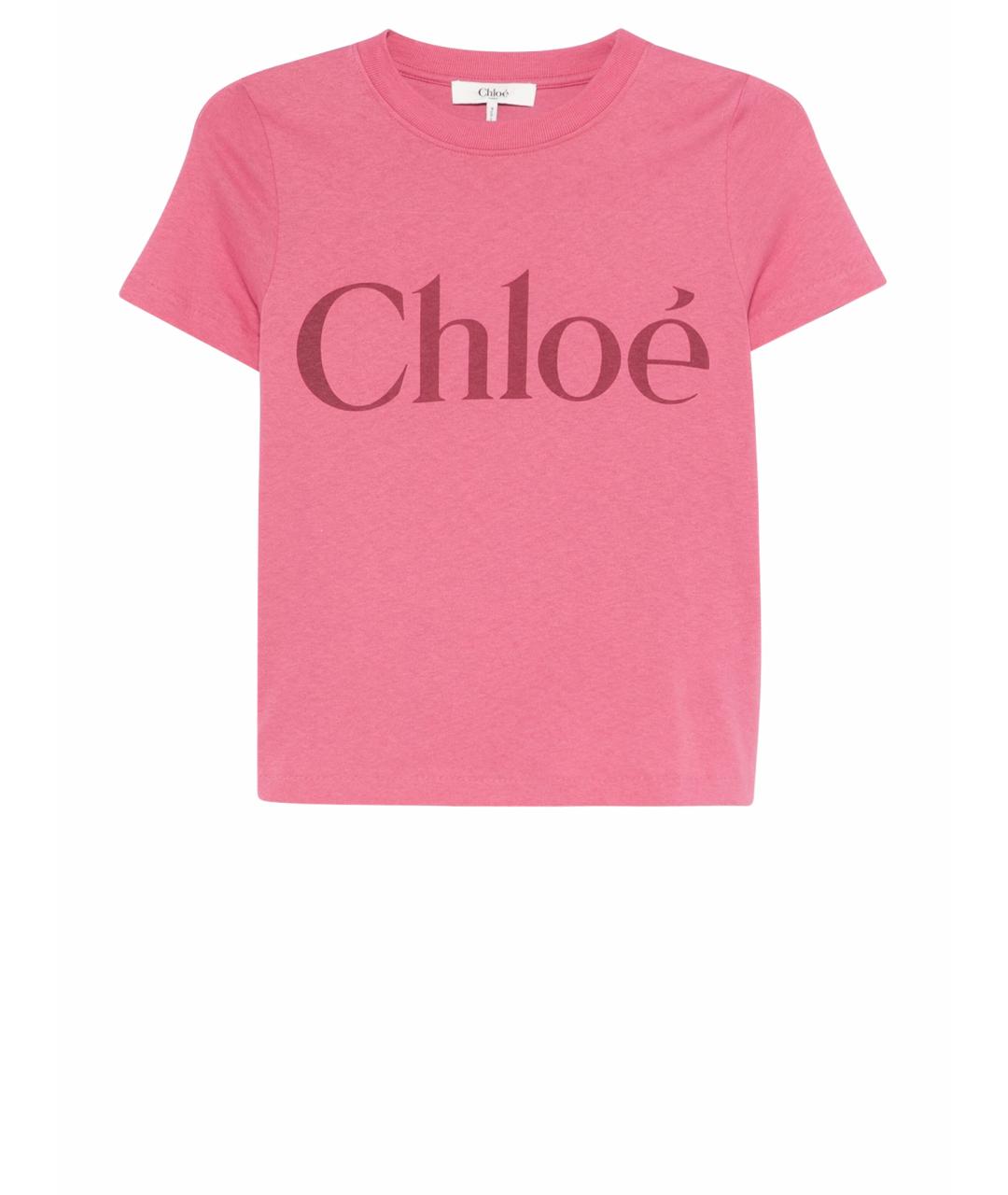 CHLOE Розовая хлопковая футболка, фото 1