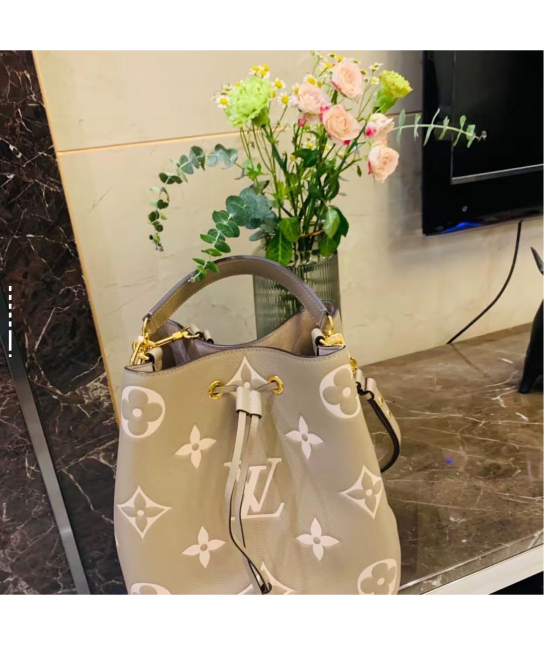 LOUIS VUITTON Бежевая кожаная сумка тоут, фото 5