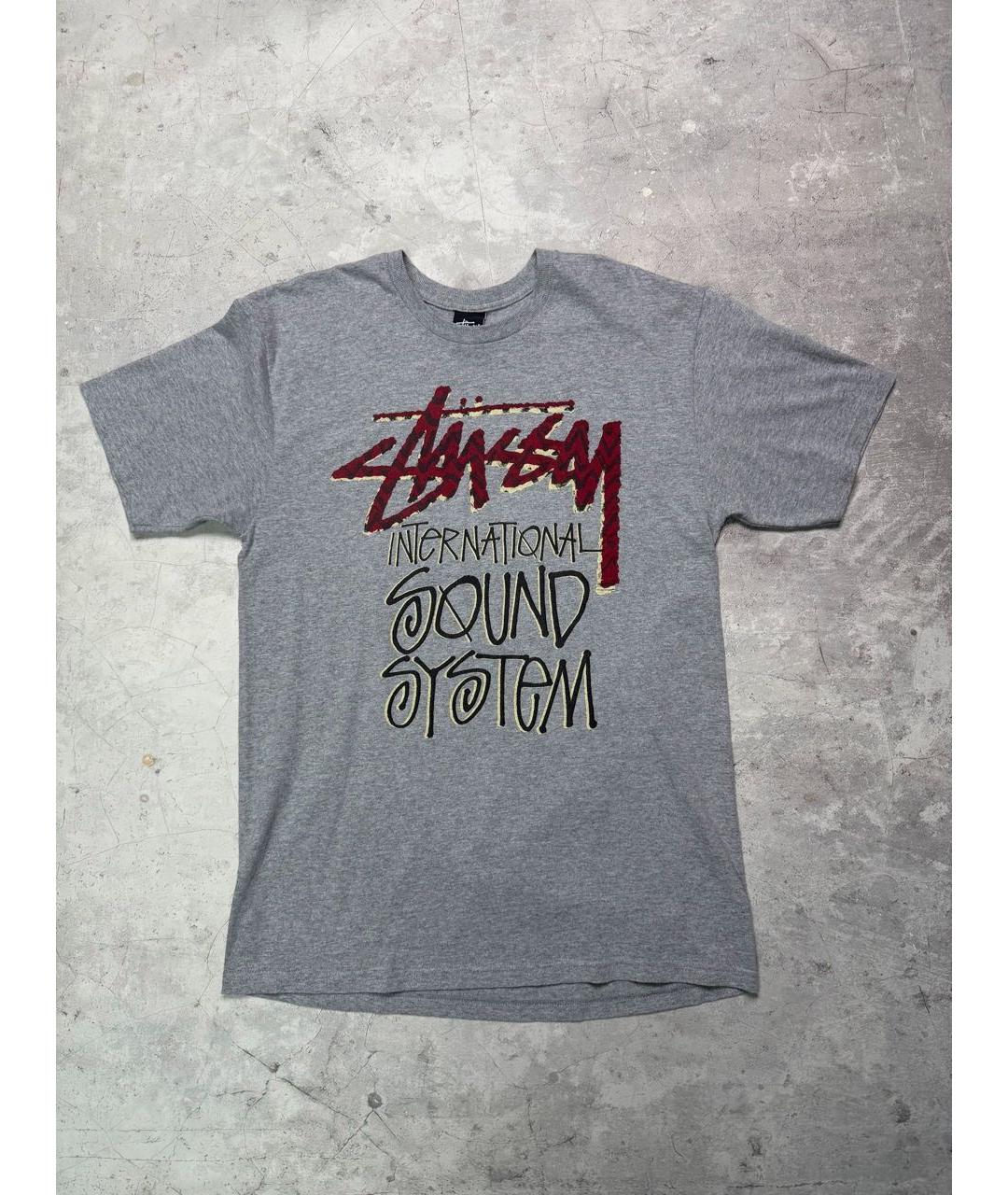 STUSSY Серая хлопковая футболка, фото 6