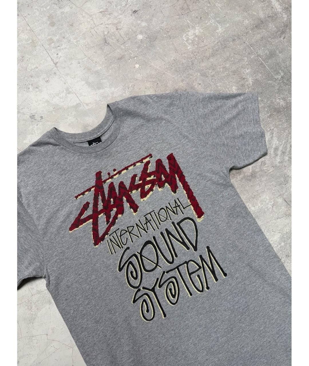 STUSSY Серая хлопковая футболка, фото 3