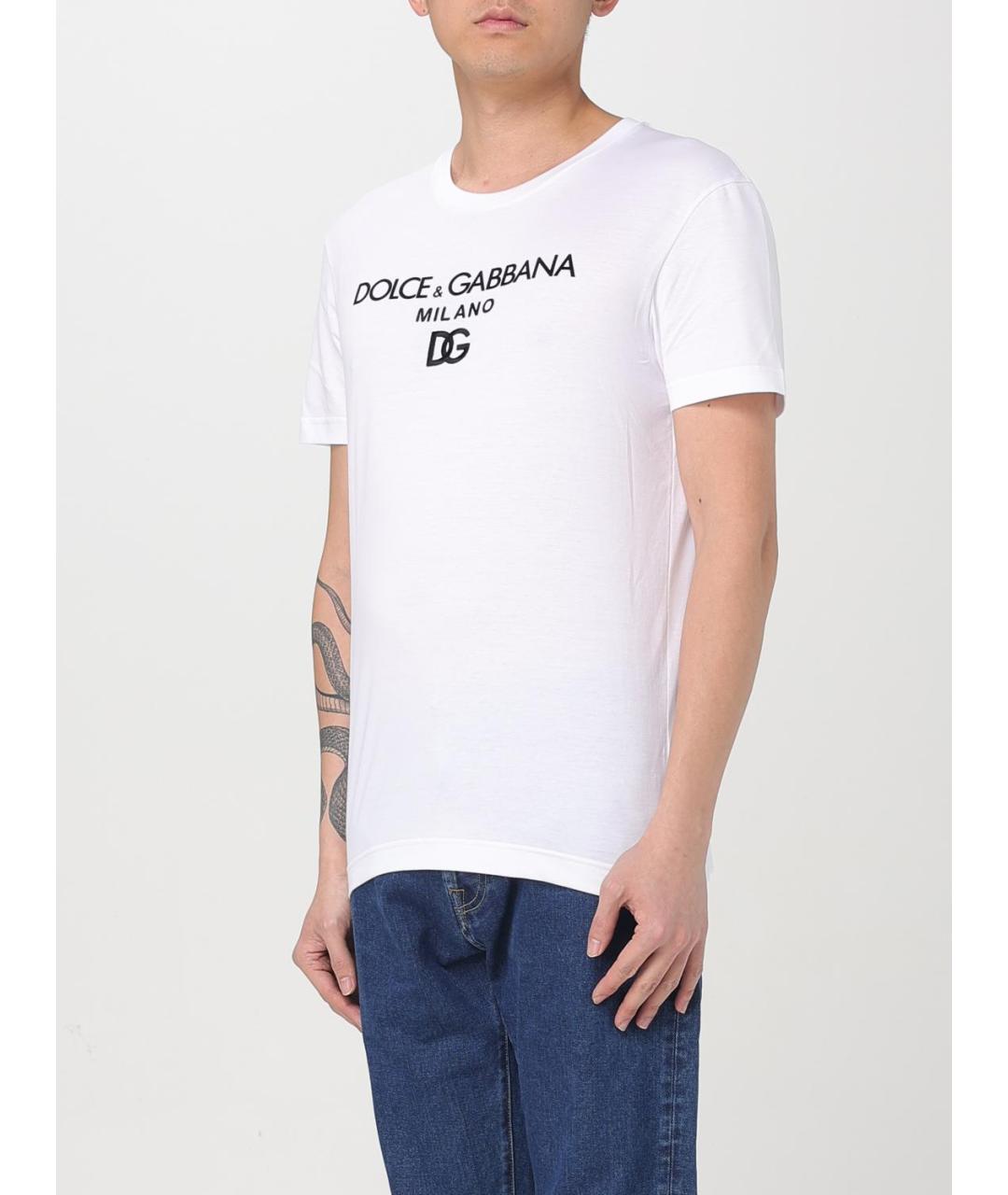 DOLCE&GABBANA Белая хлопковая футболка, фото 4