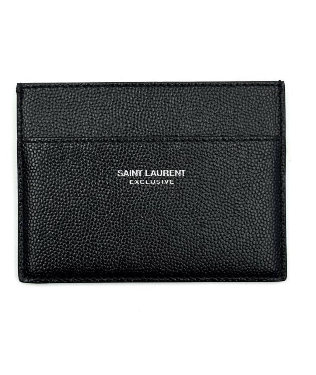 SAINT LAURENT Черный кожаный кардхолдер, фото 1