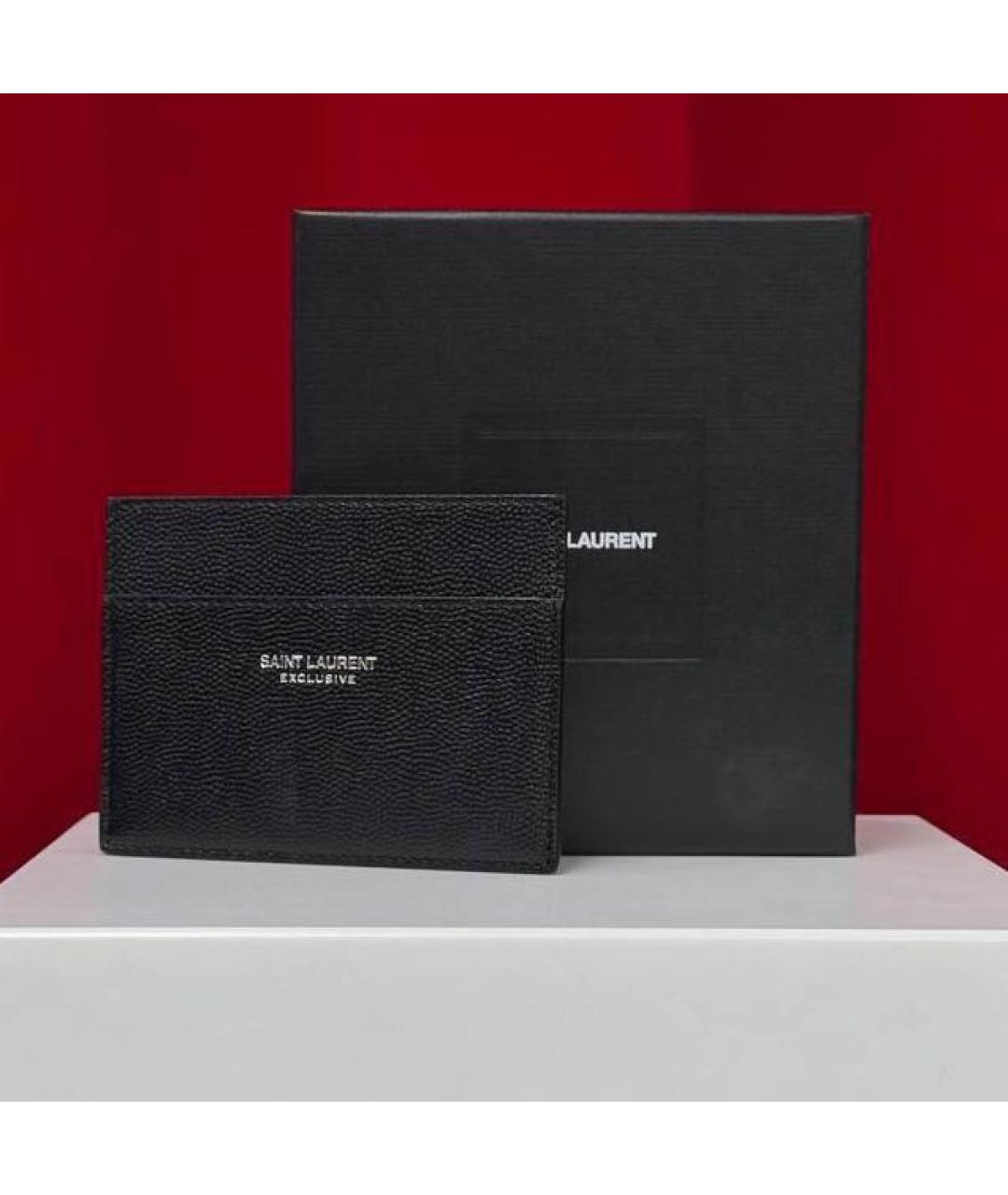 SAINT LAURENT Черный кожаный кардхолдер, фото 3