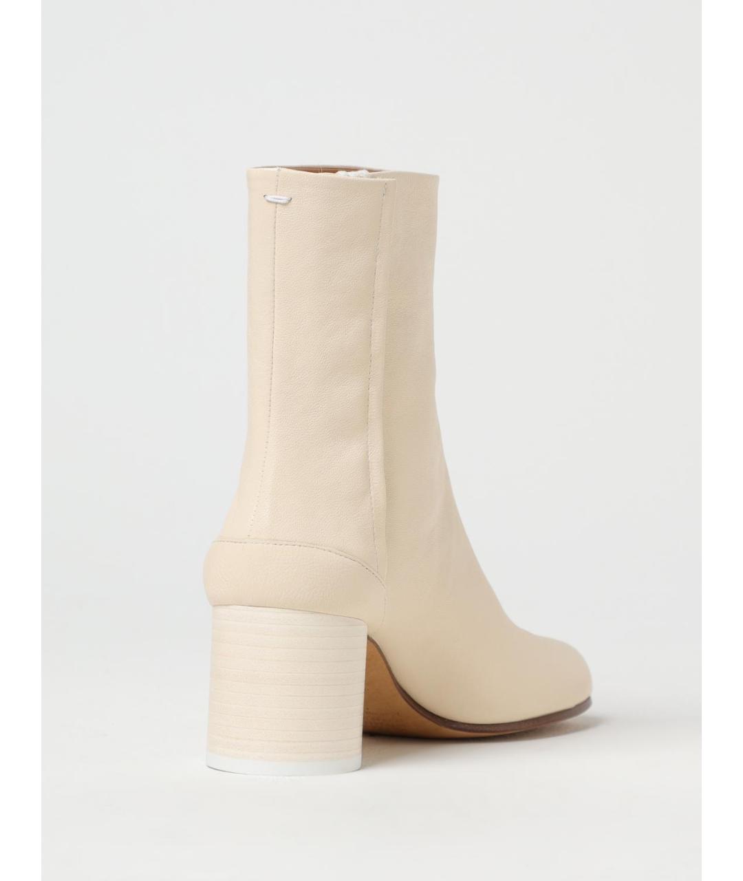 MAISON MARGIELA Бежевые кожаные ботильоны, фото 3