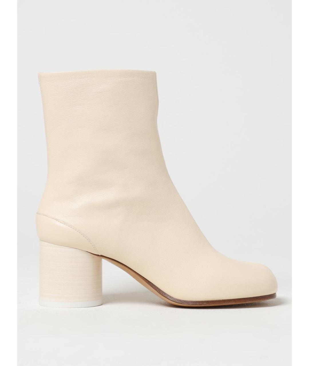 MAISON MARGIELA Бежевые кожаные ботильоны, фото 5
