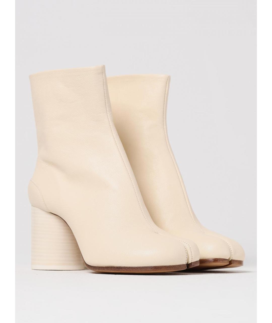 MAISON MARGIELA Бежевые кожаные ботильоны, фото 2
