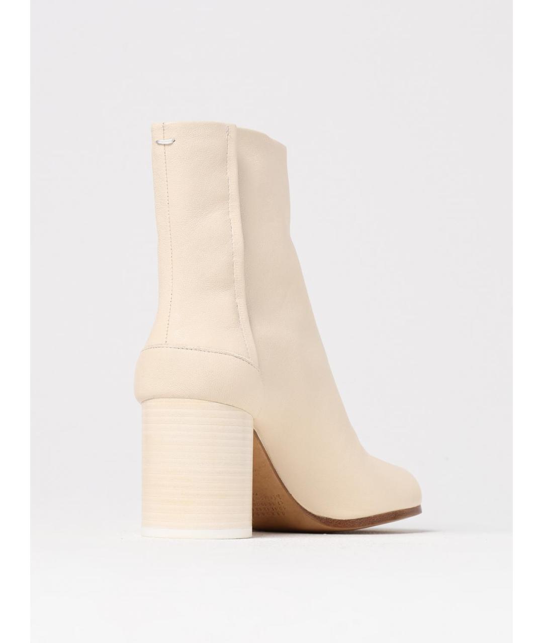MAISON MARGIELA Бежевые кожаные ботильоны, фото 3