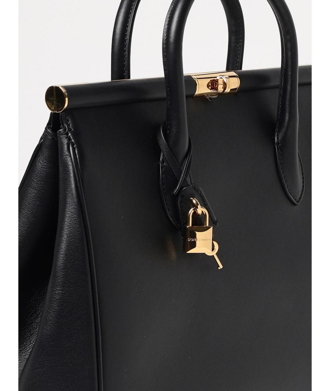 DOLCE&GABBANA Черная кожаная сумка с короткими ручками, фото 4