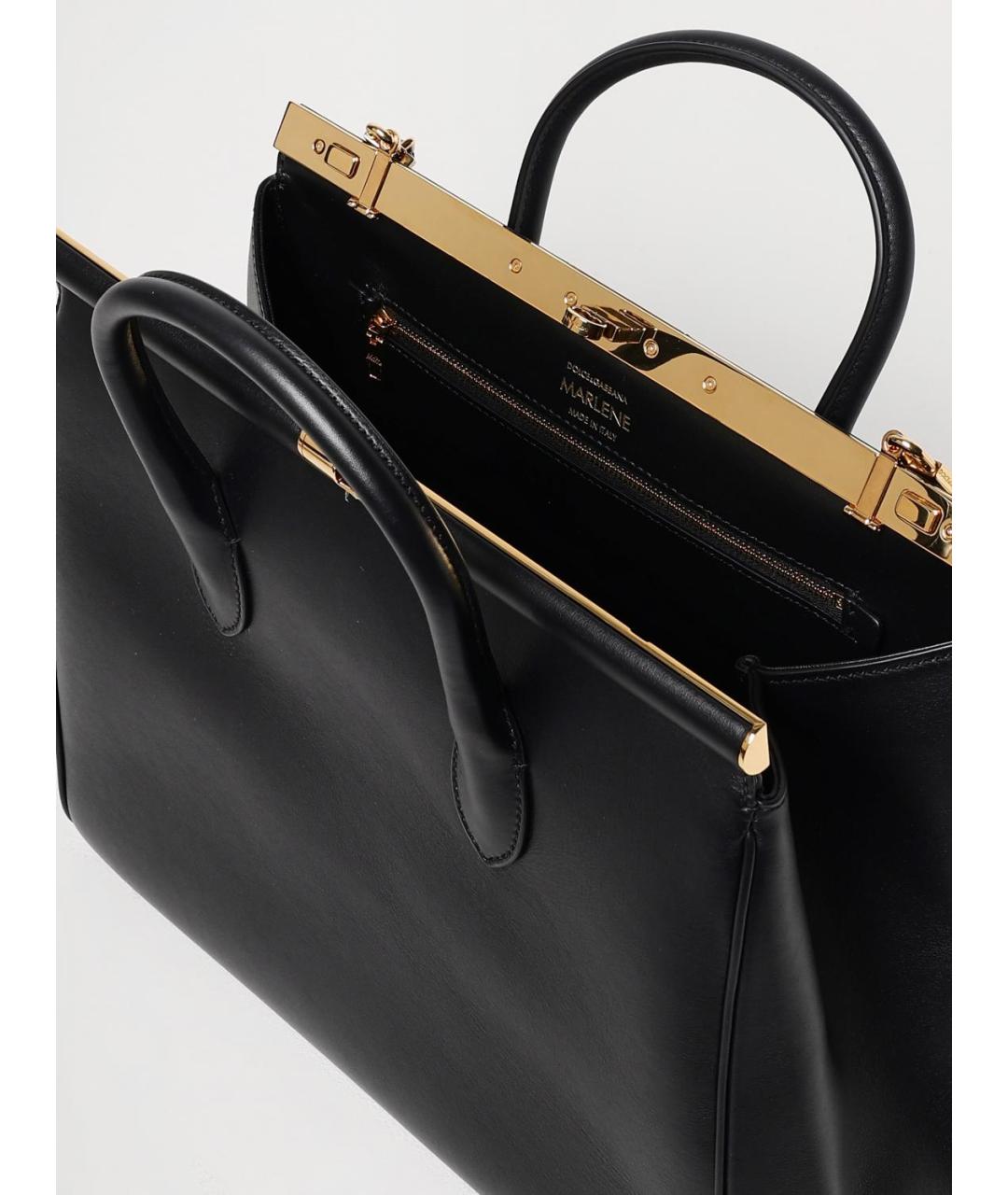 DOLCE&GABBANA Черная кожаная сумка с короткими ручками, фото 5
