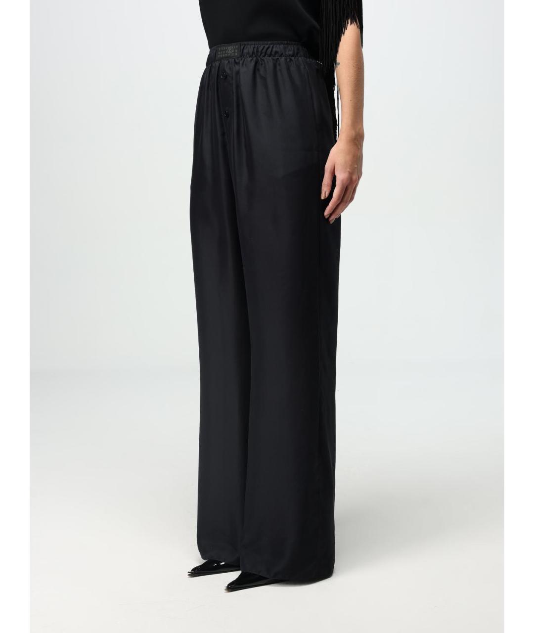MM6 MAISON MARGIELA Черные шелковые прямые брюки, фото 5