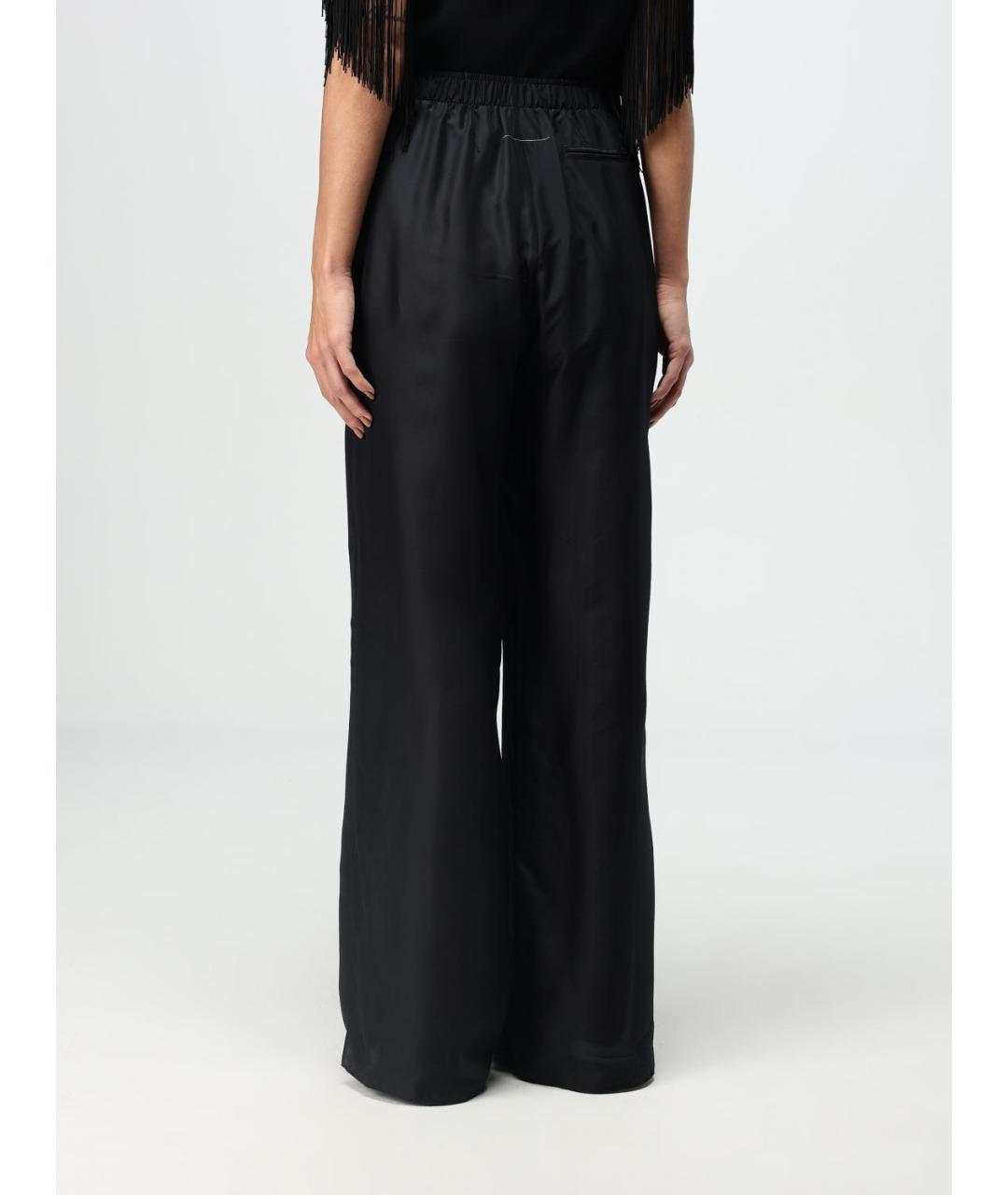 MM6 MAISON MARGIELA Черные шелковые прямые брюки, фото 4