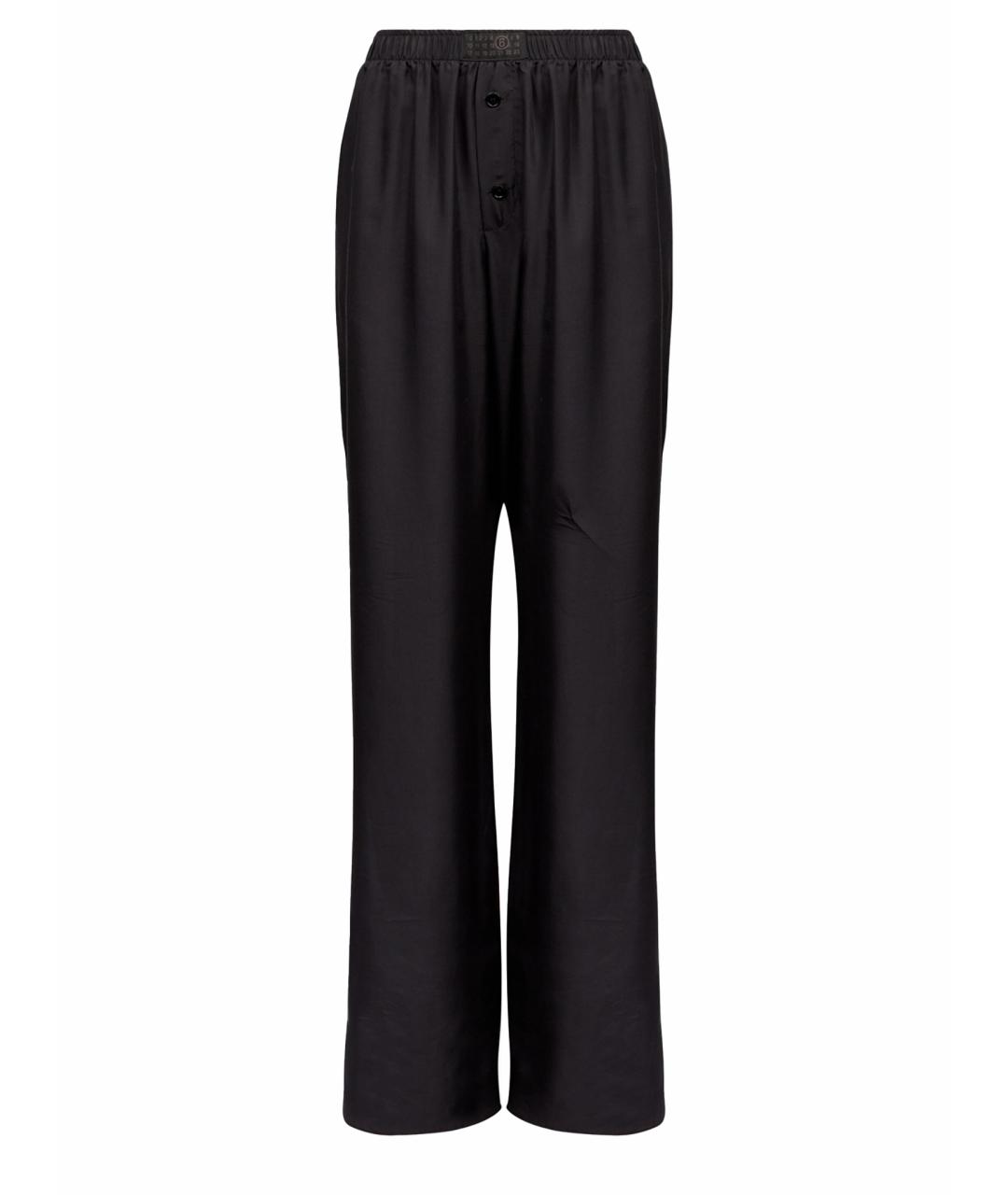 MM6 MAISON MARGIELA Черные шелковые прямые брюки, фото 1
