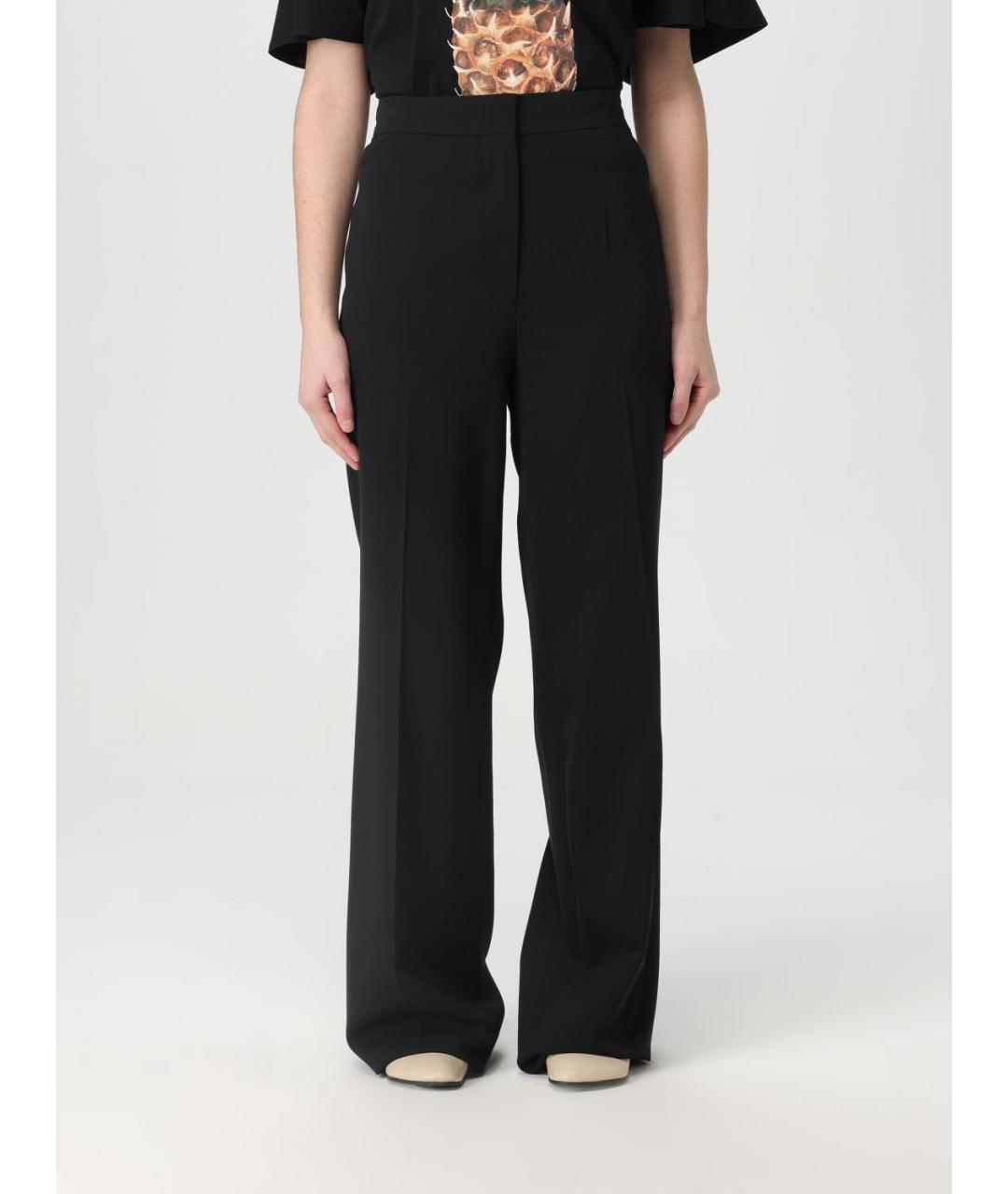 STELLA MCCARTNEY Черные шерстяные прямые брюки, фото 2