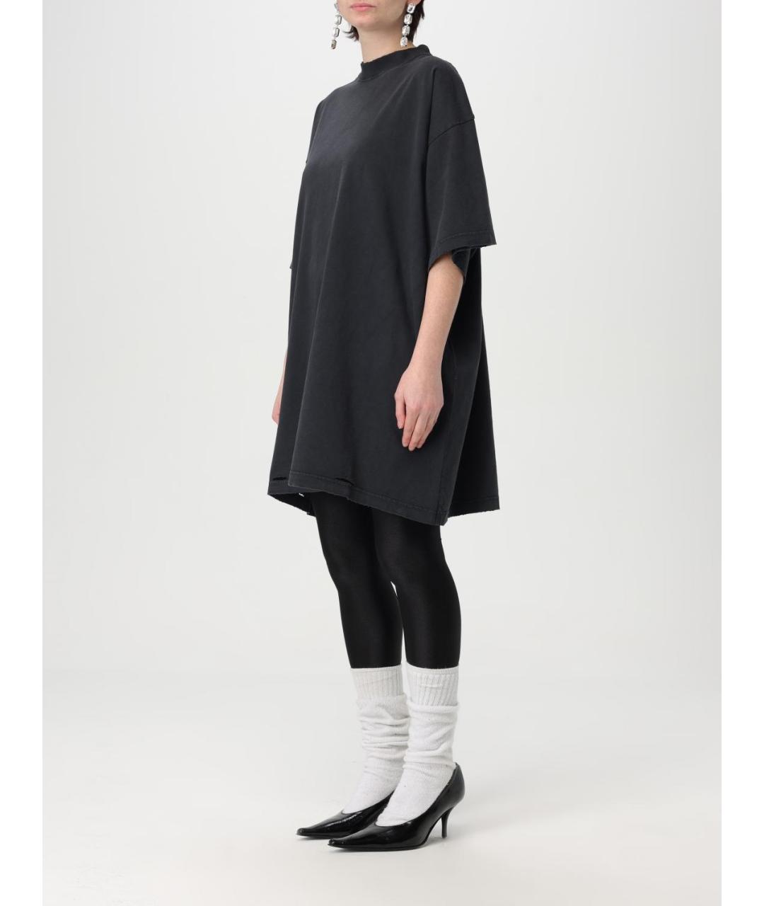 BALENCIAGA Черная хлопковая футболка, фото 5