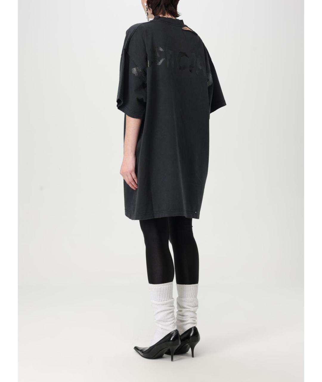 BALENCIAGA Черная хлопковая футболка, фото 4