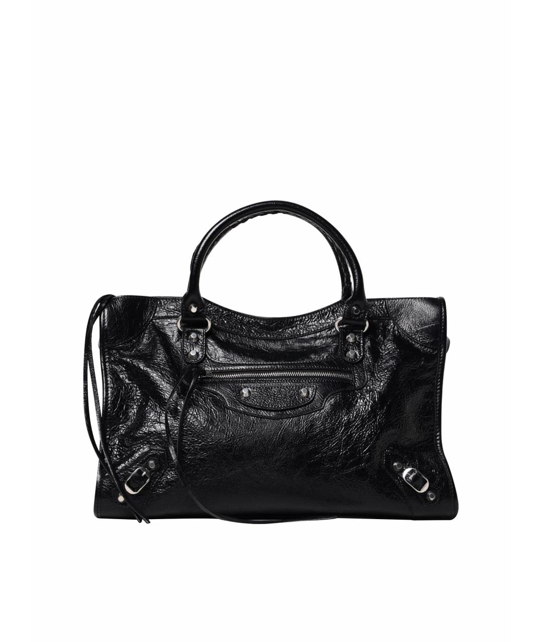 BALENCIAGA Черная кожаная сумка тоут, фото 1