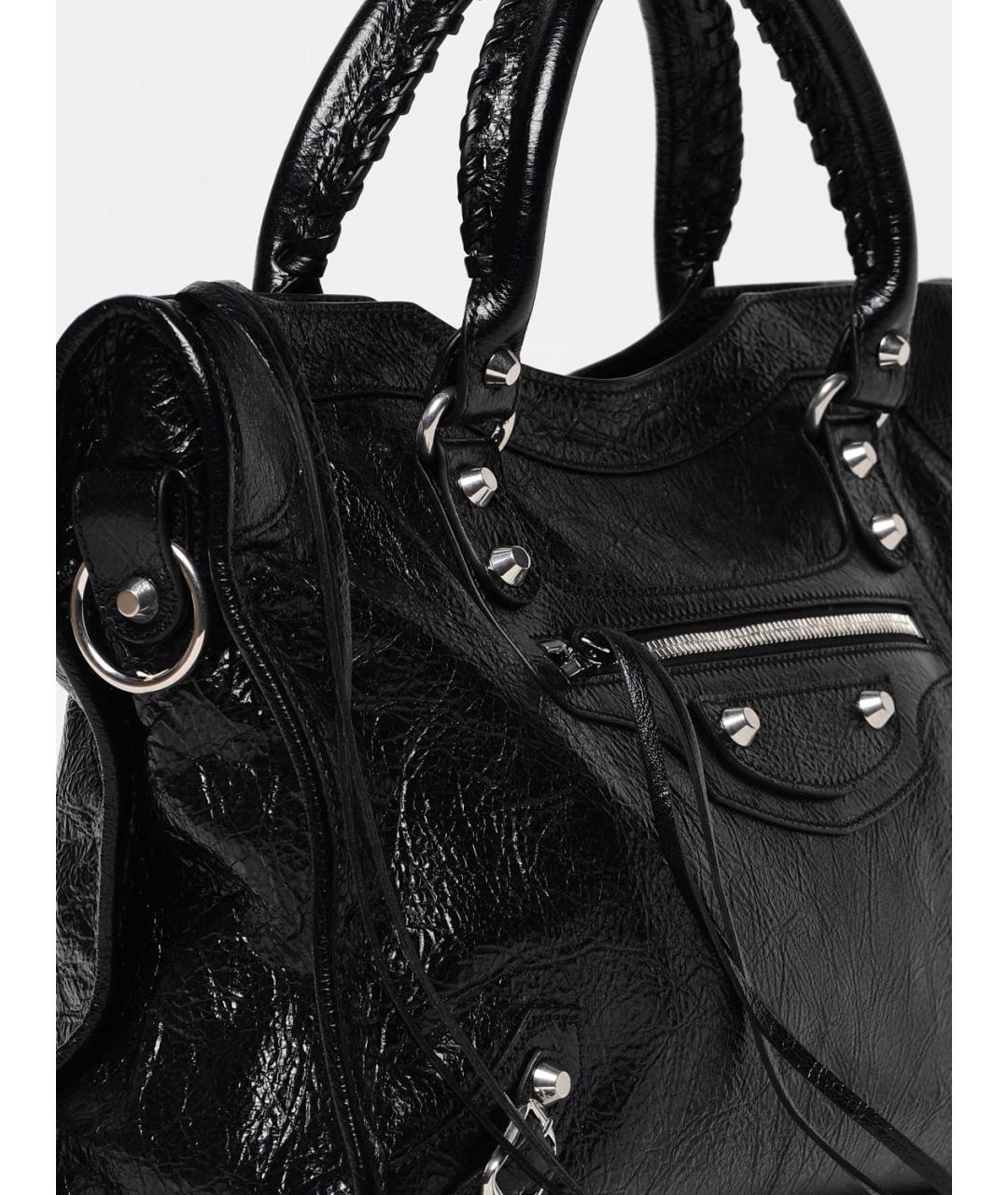 BALENCIAGA Черная кожаная сумка тоут, фото 4