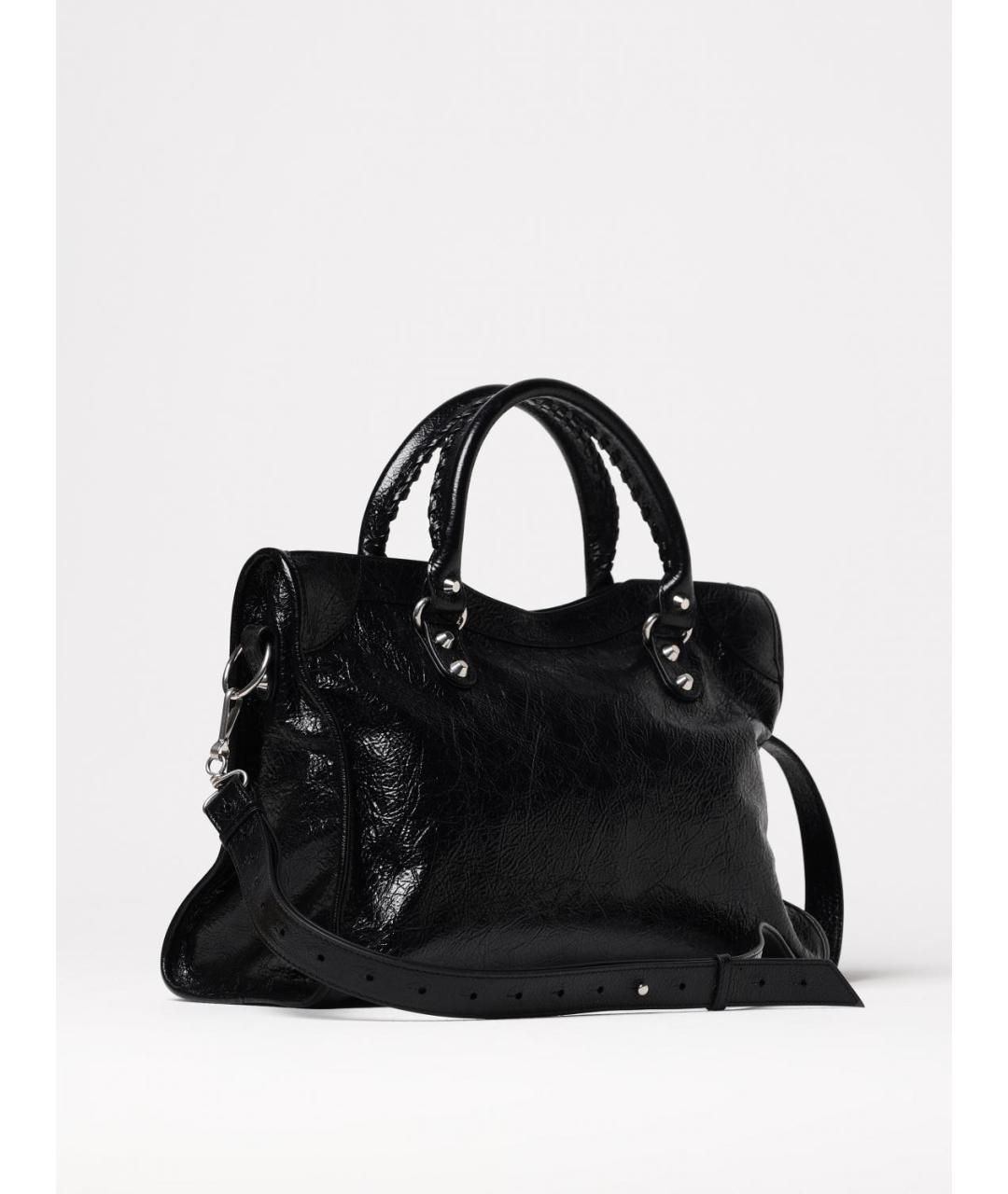 BALENCIAGA Черная кожаная сумка тоут, фото 3
