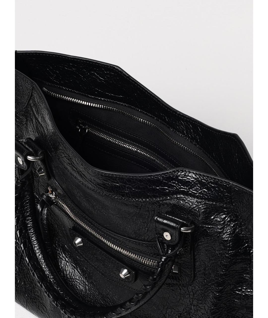 BALENCIAGA Черная кожаная сумка тоут, фото 5