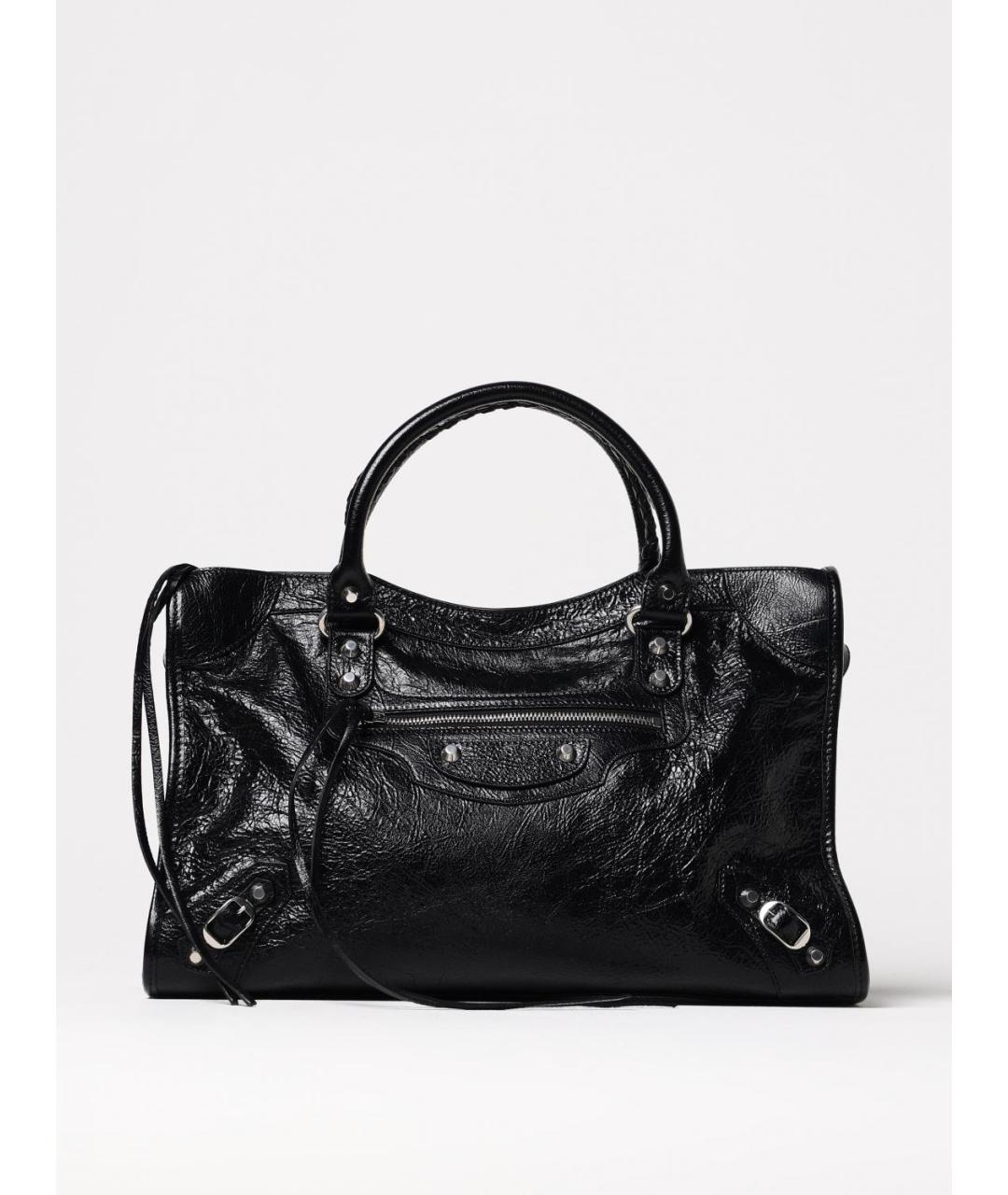 BALENCIAGA Черная кожаная сумка тоут, фото 6