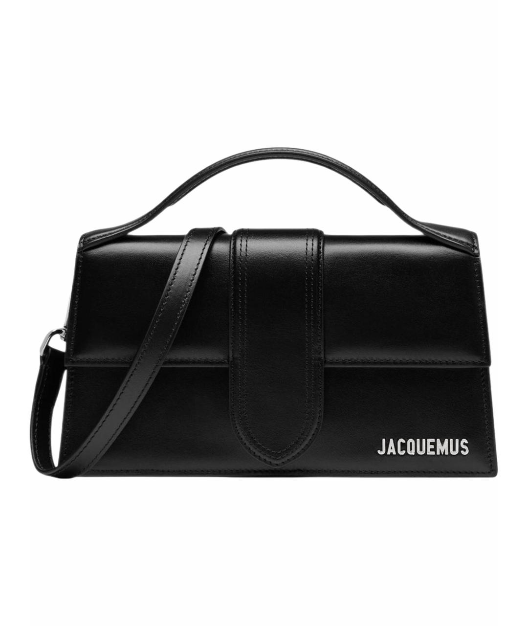 JACQUEMUS Черная кожаная сумка с короткими ручками, фото 1