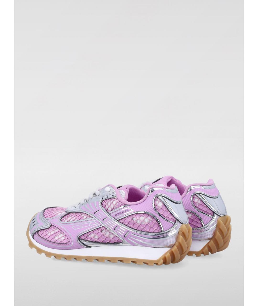 BOTTEGA VENETA Розовые синтетические низкие кроссовки / кеды, фото 3