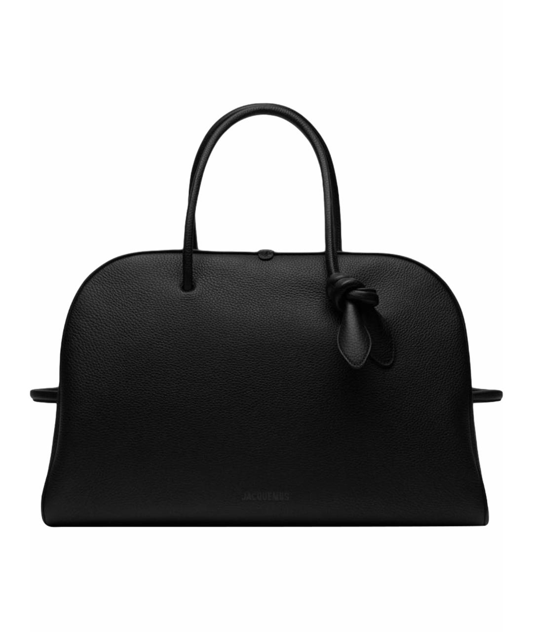 JACQUEMUS Черная кожаная сумка с короткими ручками, фото 1