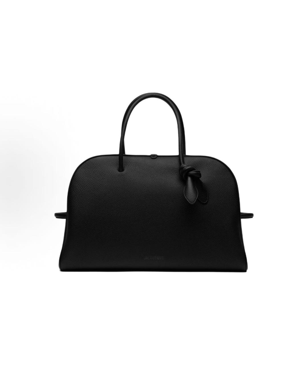 JACQUEMUS Черная кожаная сумка с короткими ручками, фото 6