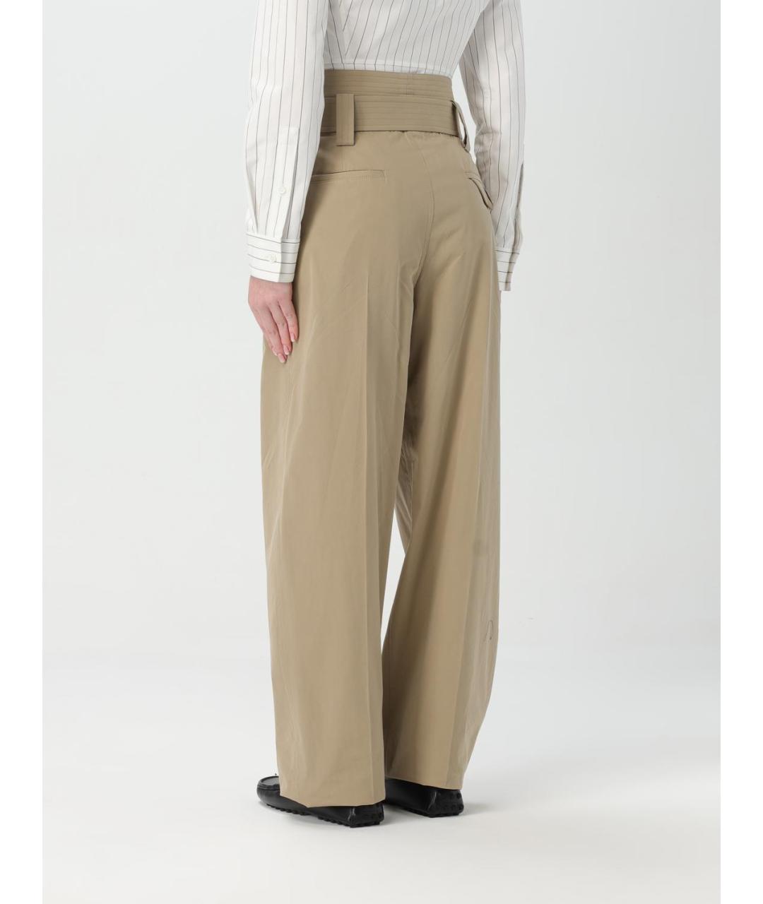 BOTTEGA VENETA Бежевые хлопковые прямые брюки, фото 4