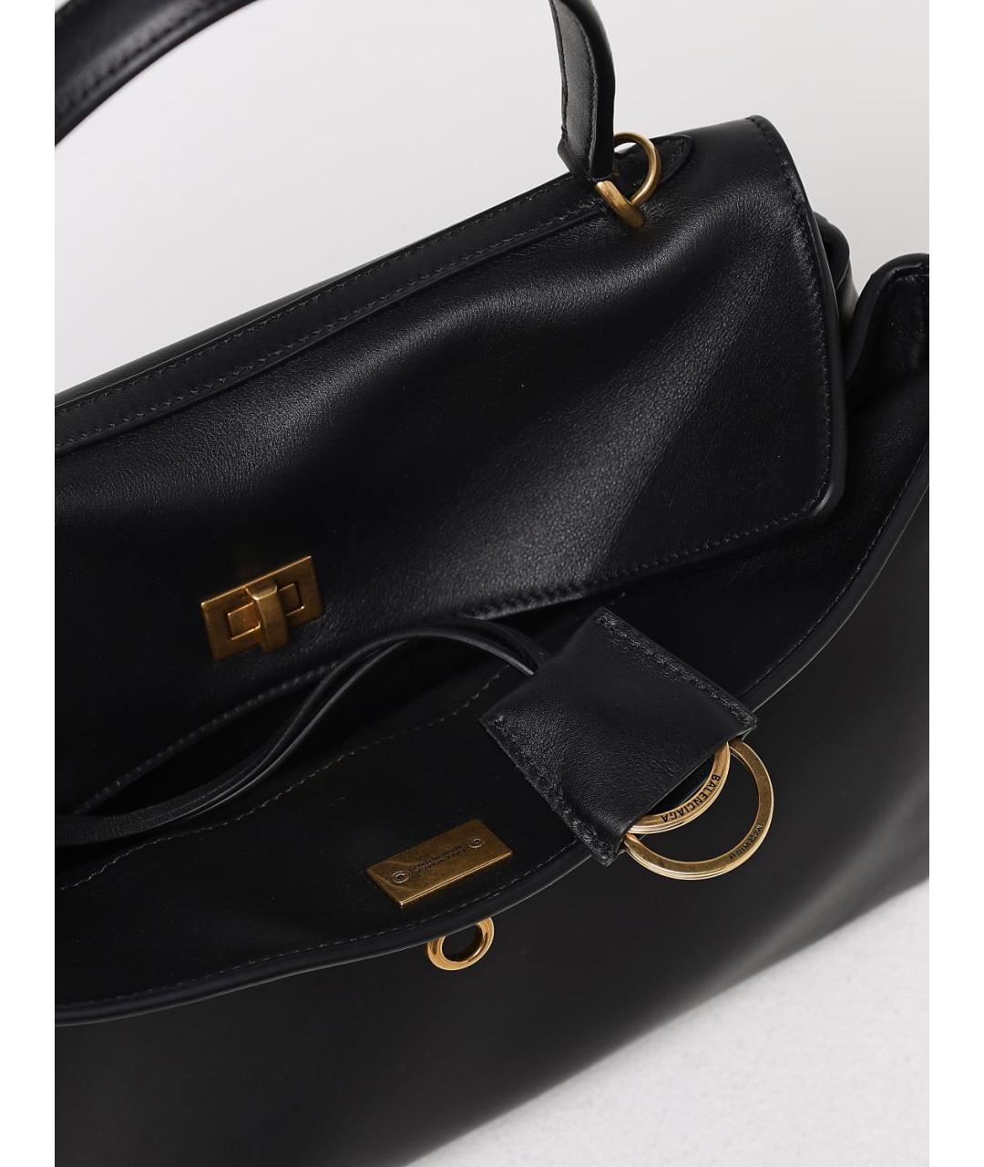 BALENCIAGA Черная кожаная сумка тоут, фото 4