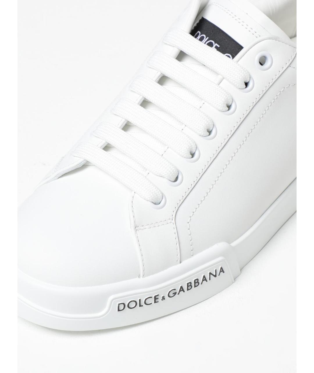 DOLCE&GABBANA Белые кожаные низкие кроссовки / кеды, фото 4