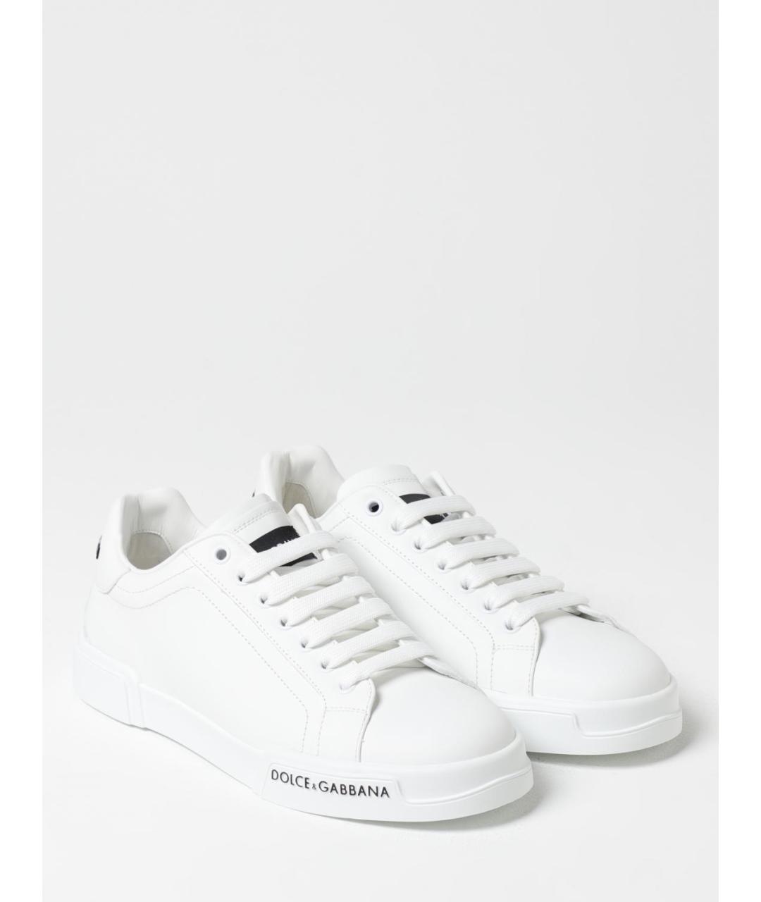 DOLCE&GABBANA Белые кожаные низкие кроссовки / кеды, фото 2