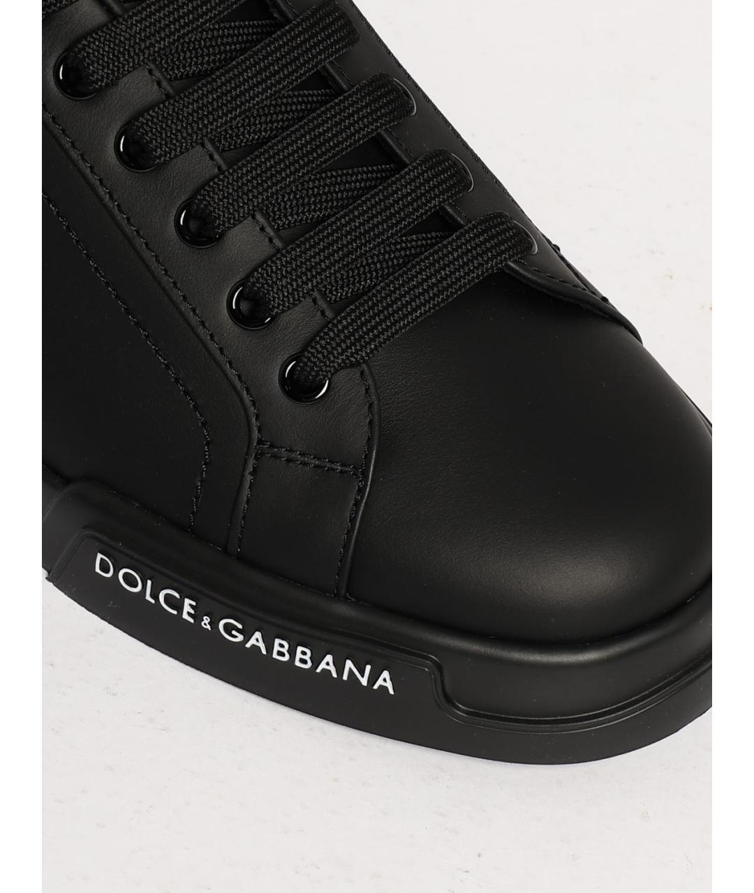 DOLCE&GABBANA Черные кожаные низкие кроссовки / кеды, фото 4