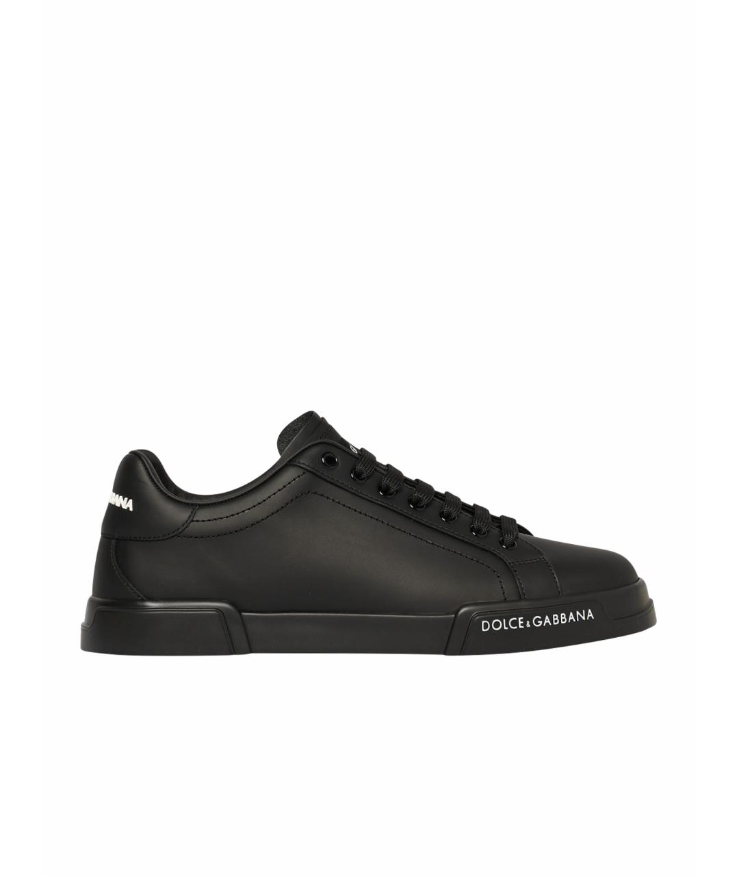 DOLCE&GABBANA Черные кожаные низкие кроссовки / кеды, фото 1