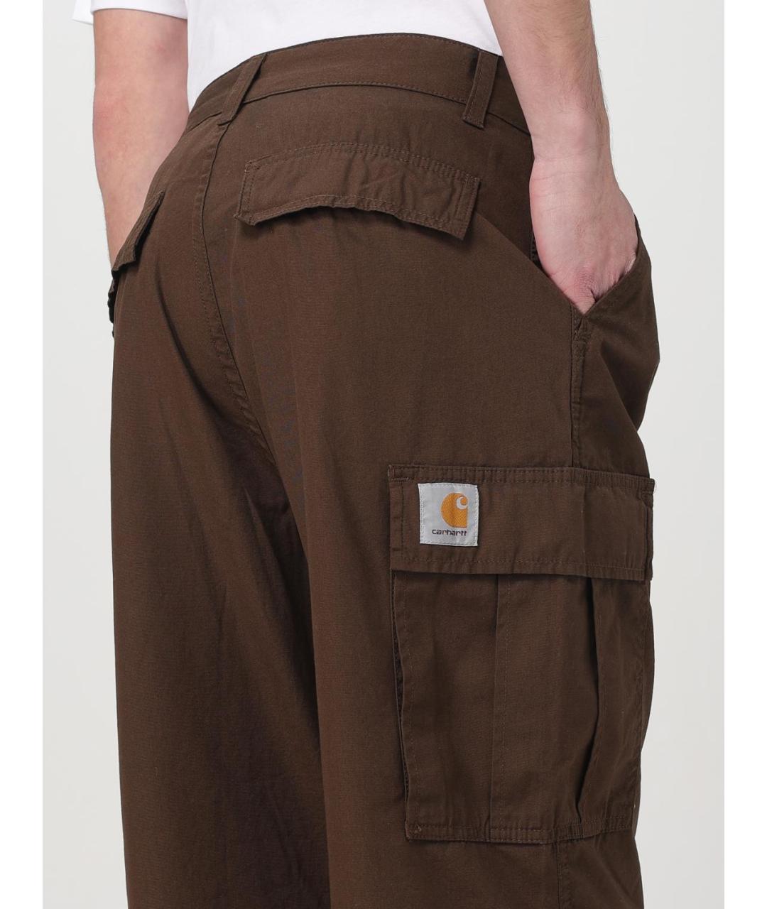 CARHARTT WIP Коричневые хлопковые повседневные брюки, фото 4