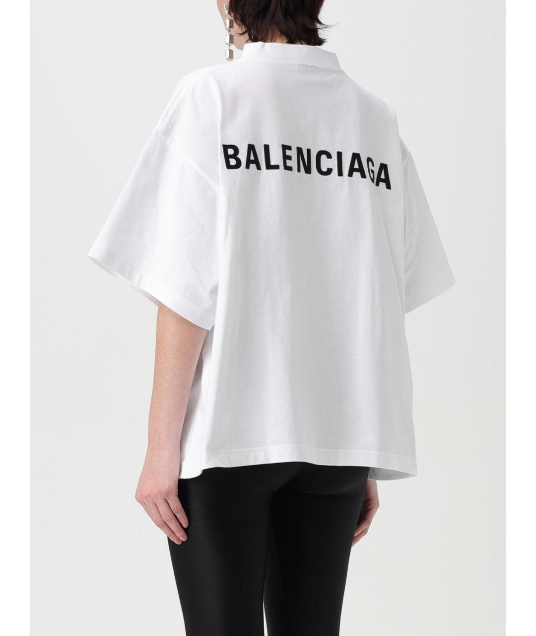 BALENCIAGA Белая хлопковая футболка, фото 4