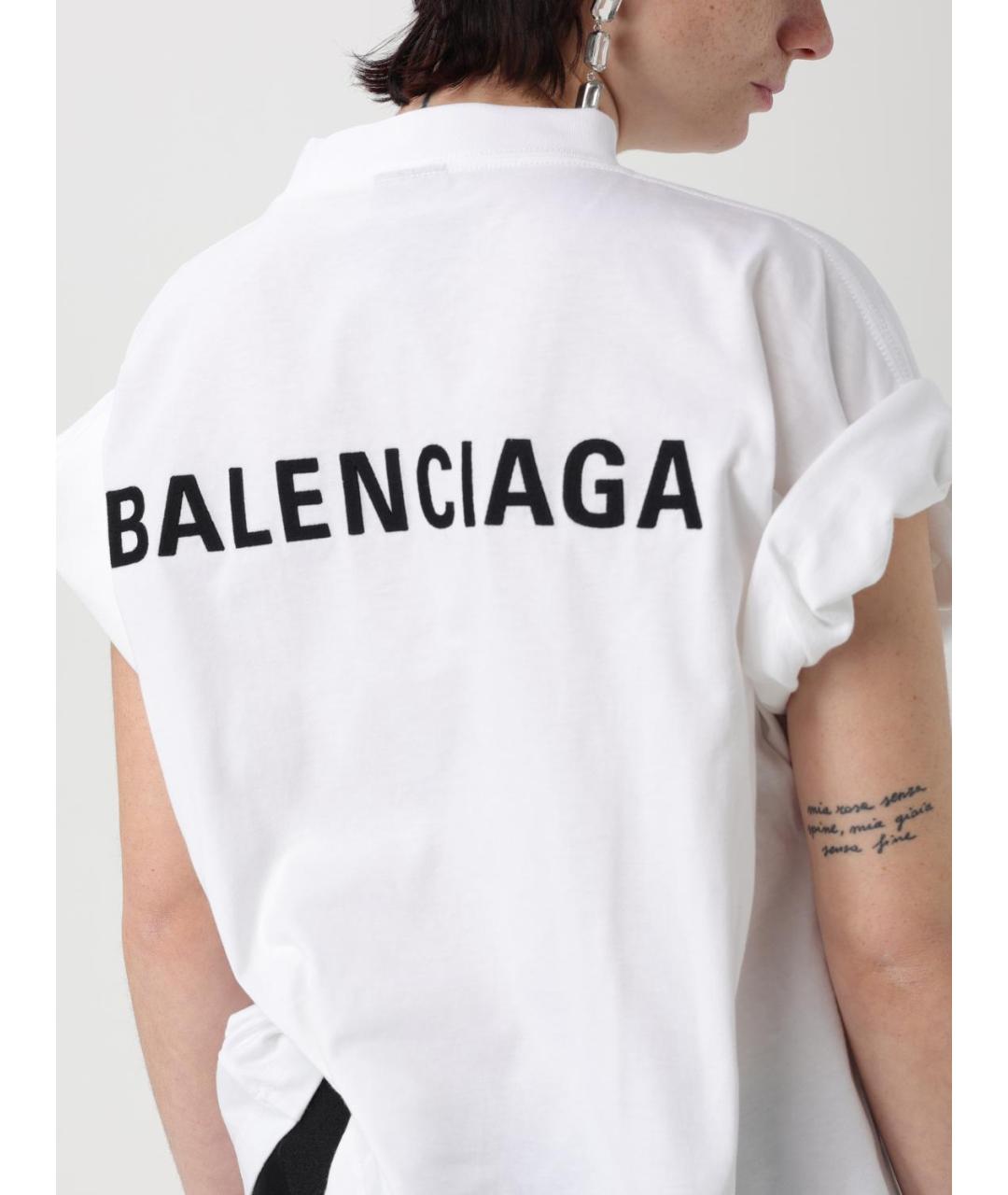 BALENCIAGA Белая хлопковая футболка, фото 6