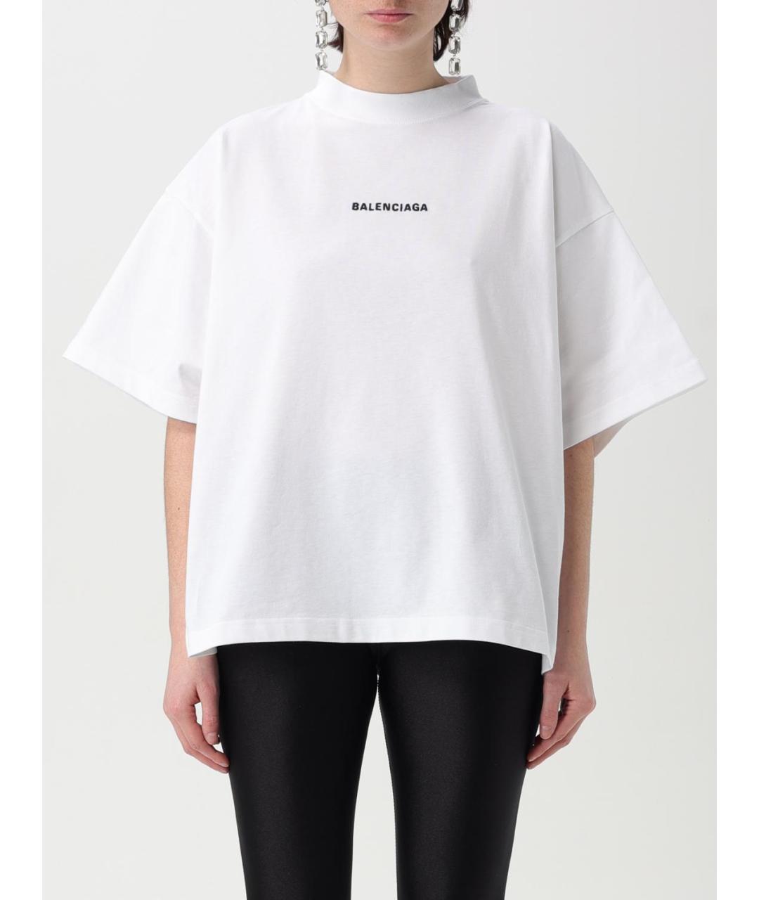 BALENCIAGA Белая хлопковая футболка, фото 2
