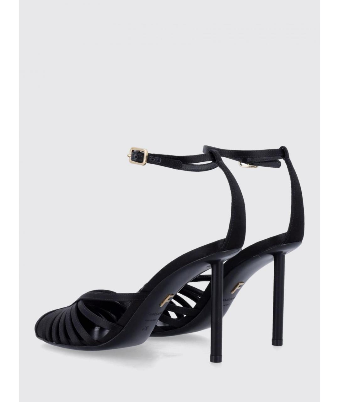 FERRAGAMO Черные текстильные босоножки, фото 4