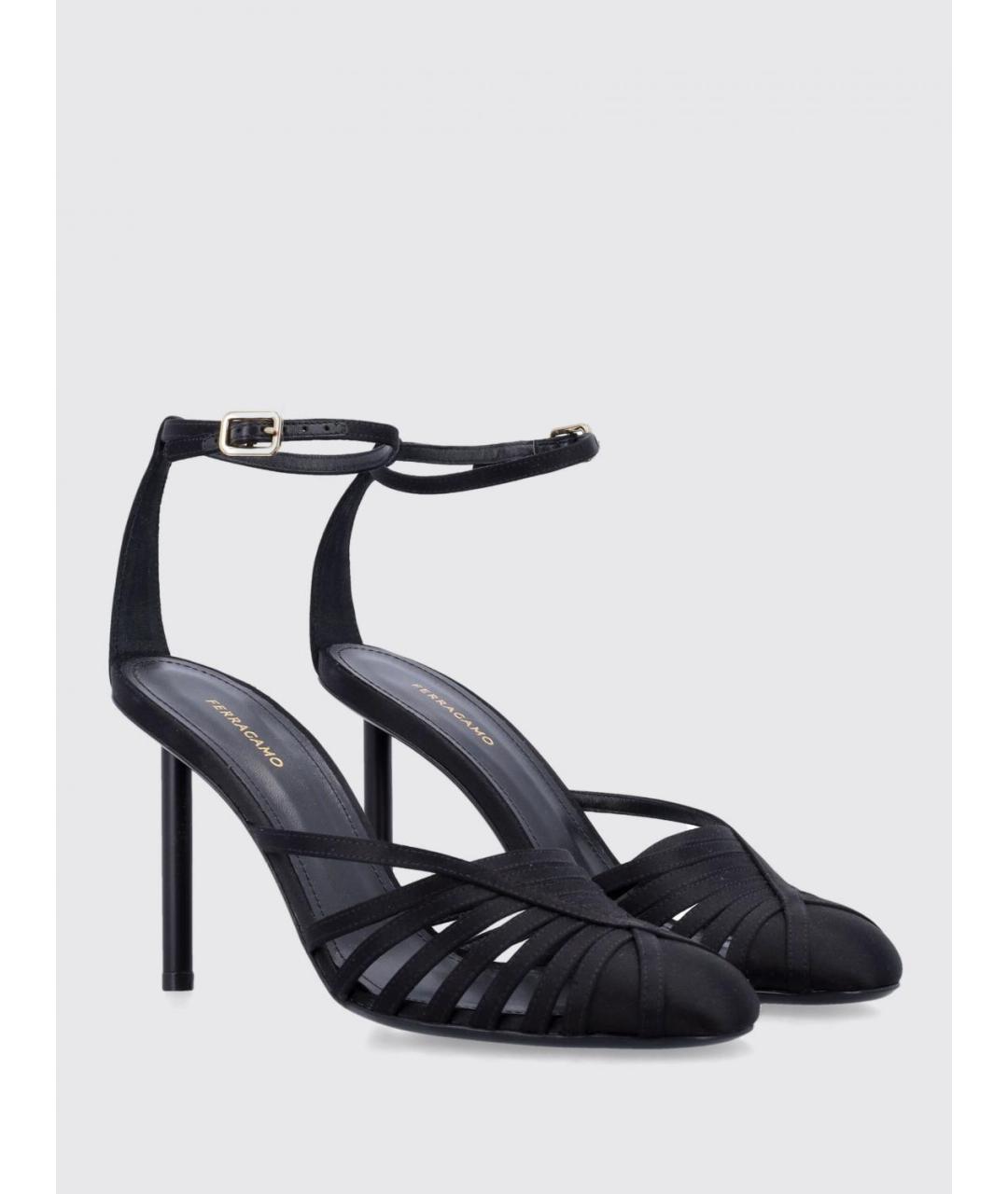 FERRAGAMO Черные текстильные босоножки, фото 2