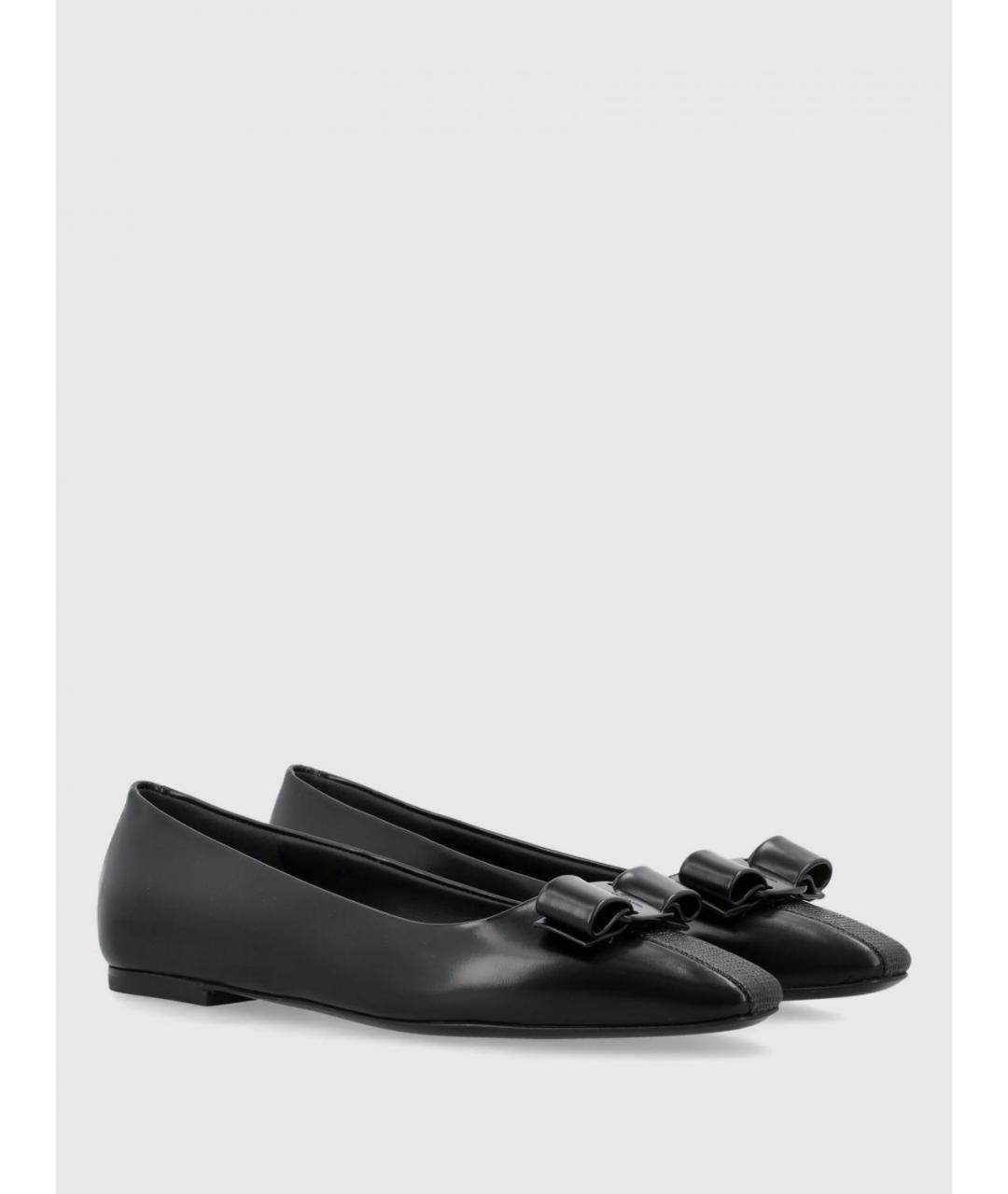 FERRAGAMO Черные кожаные балетки, фото 2