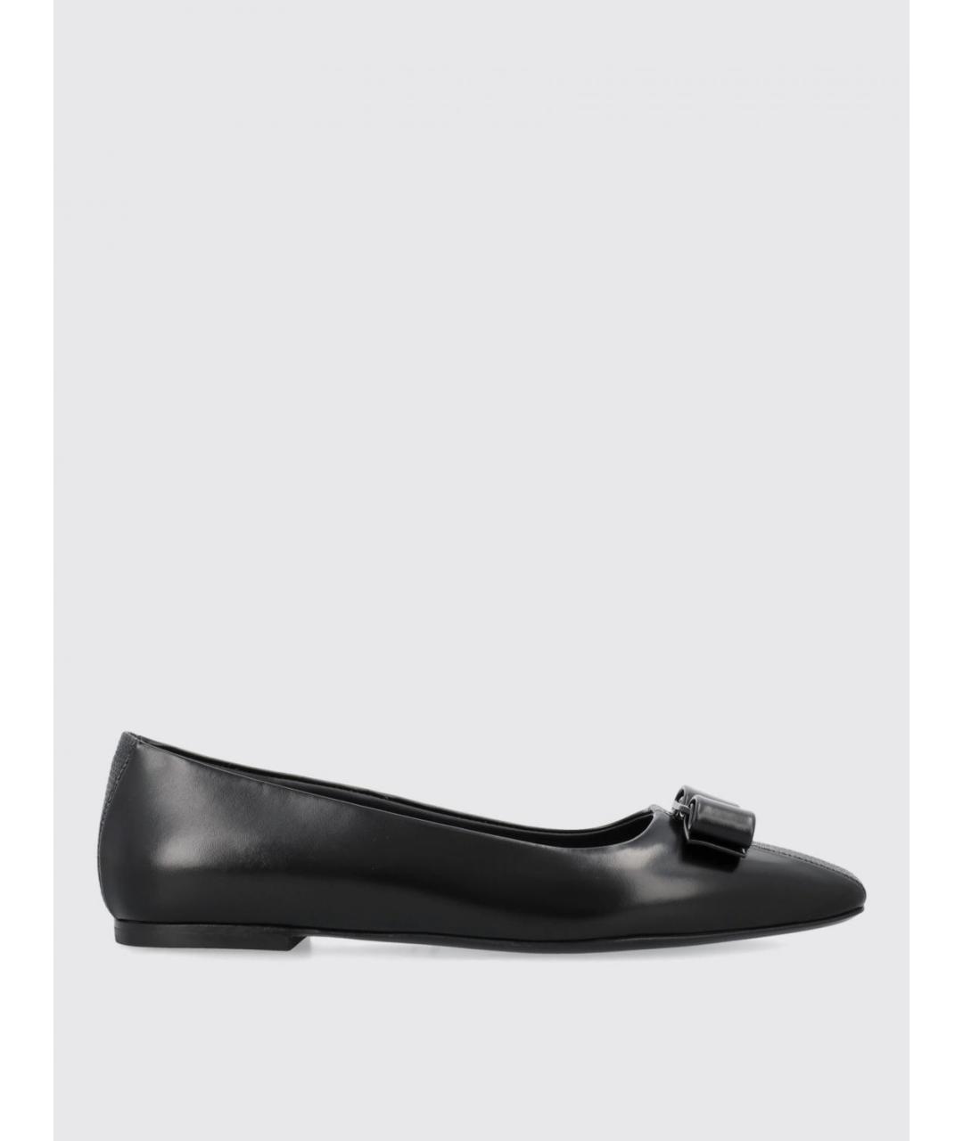 FERRAGAMO Черные кожаные балетки, фото 5