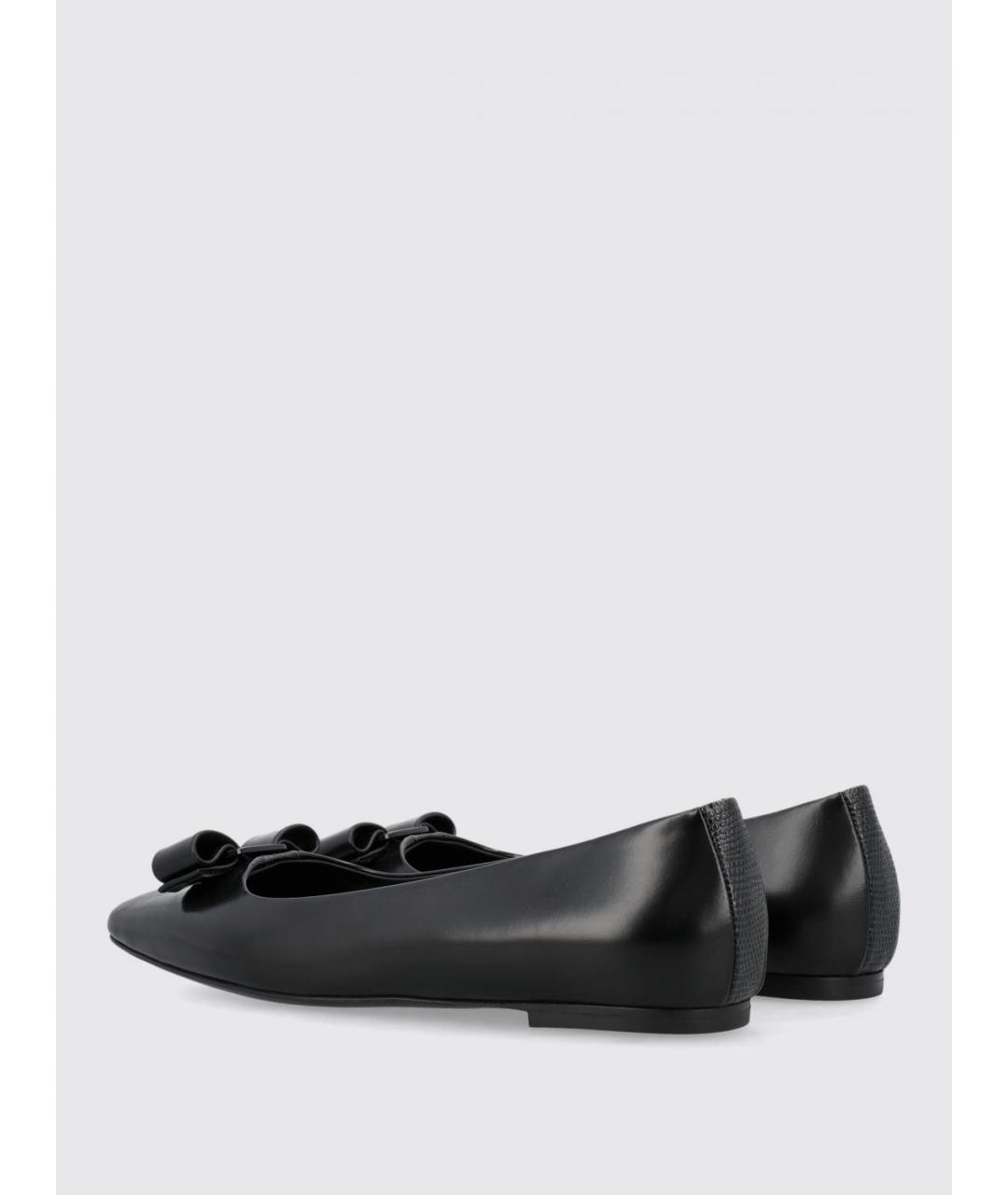 FERRAGAMO Черные кожаные балетки, фото 4