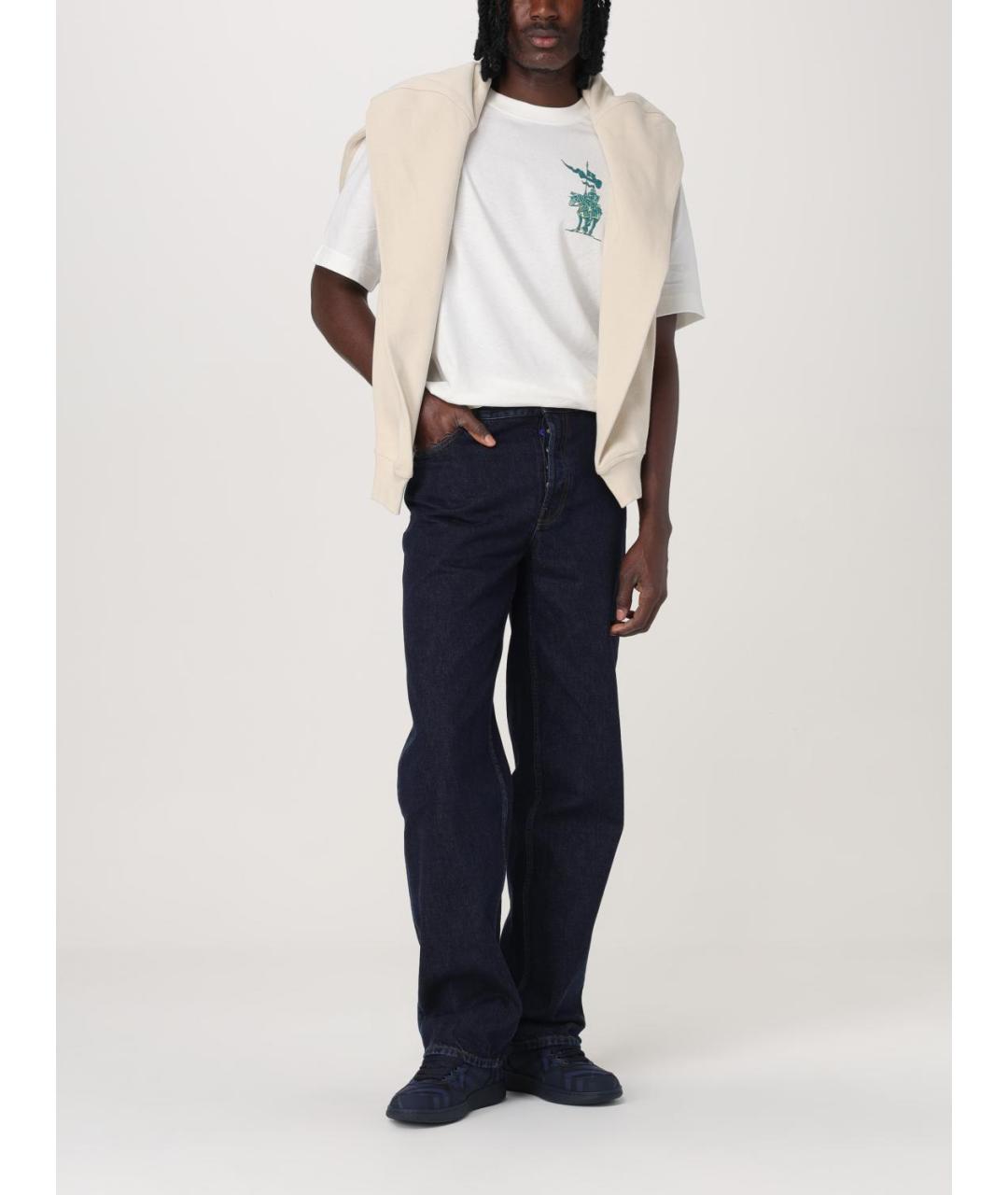 BURBERRY Синие хлопковые прямые джинсы, фото 3