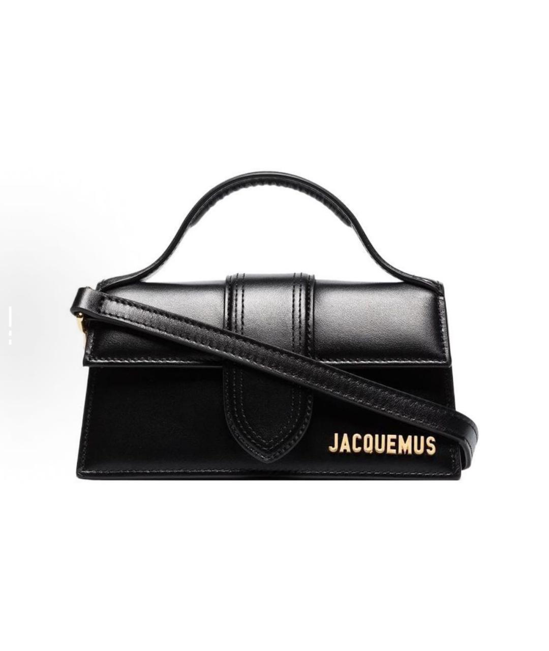 JACQUEMUS Черная кожаная сумка с короткими ручками, фото 6
