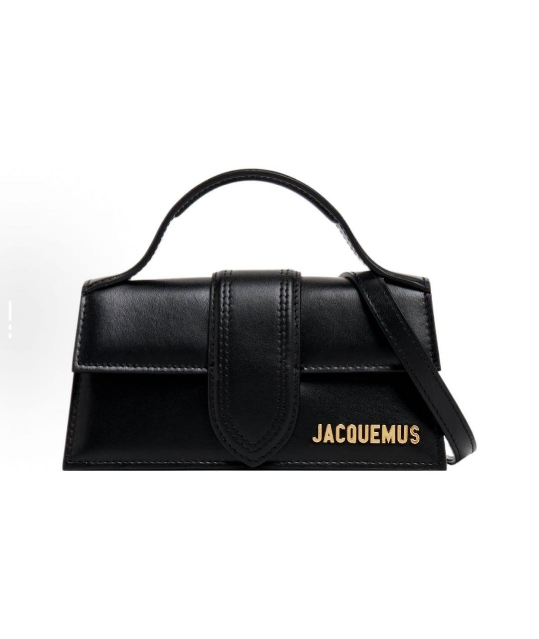 JACQUEMUS Черная кожаная сумка с короткими ручками, фото 2